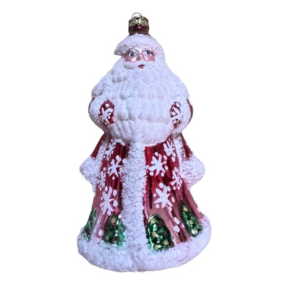 Kris Kringle Santa Hand Blown Glass 5" Christmas Ornament Vintage - Picture 1 of 6